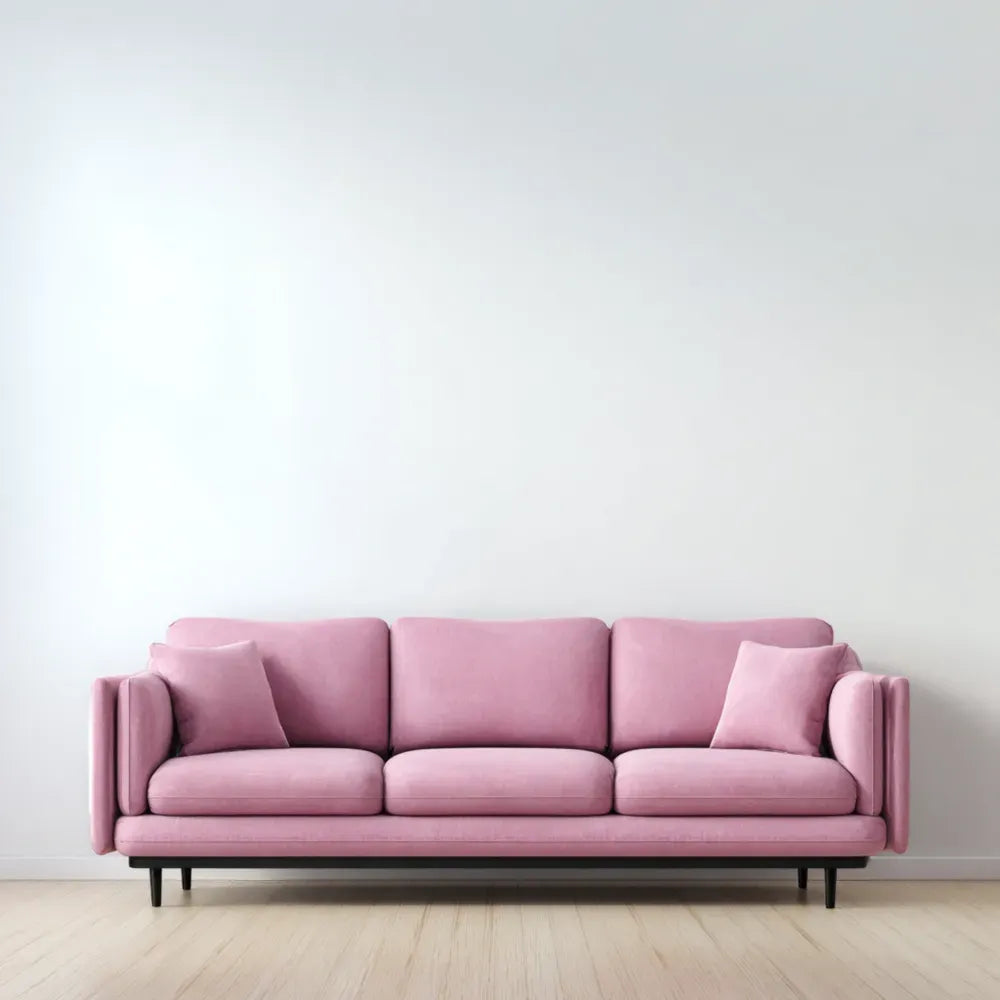 Sofa Set Fabric Upholstered 220x85x75 cm – Pink – Modern Design