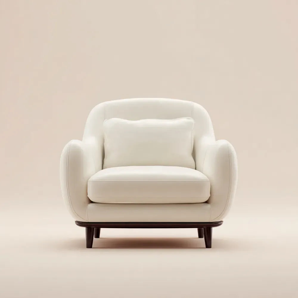 Armchair Fabric Upholstery 95x85x78 cm - Cream - Contemporary Design