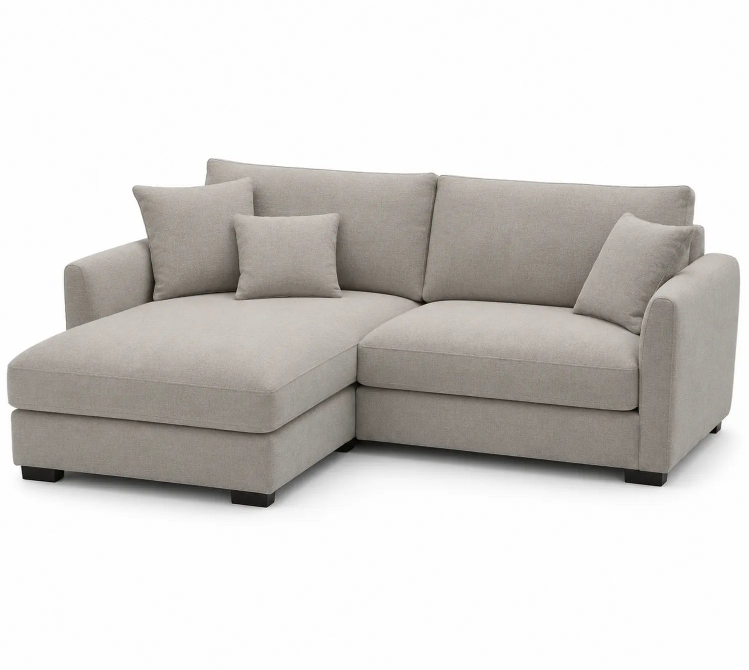 Sofá en L con chaise longue 230x150x85 cm tela de poliéster Beige