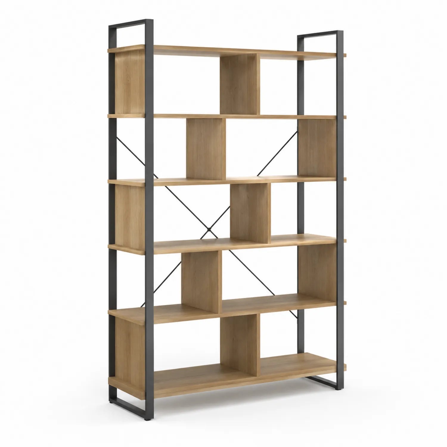 Estantería de Madera y Metal Negro con 5 Niveles