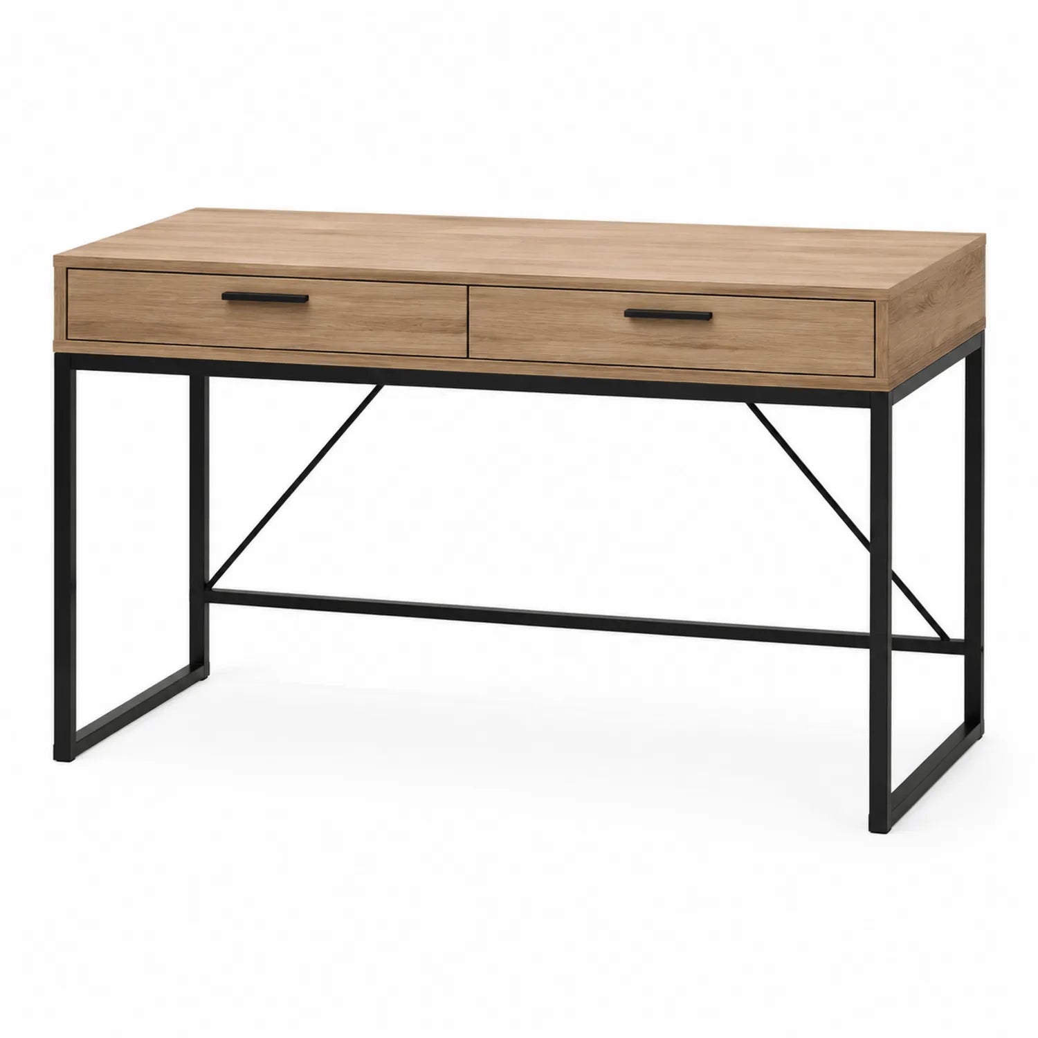 Escritorio de madera y acero con 2 cajones 120x60x75 cm
