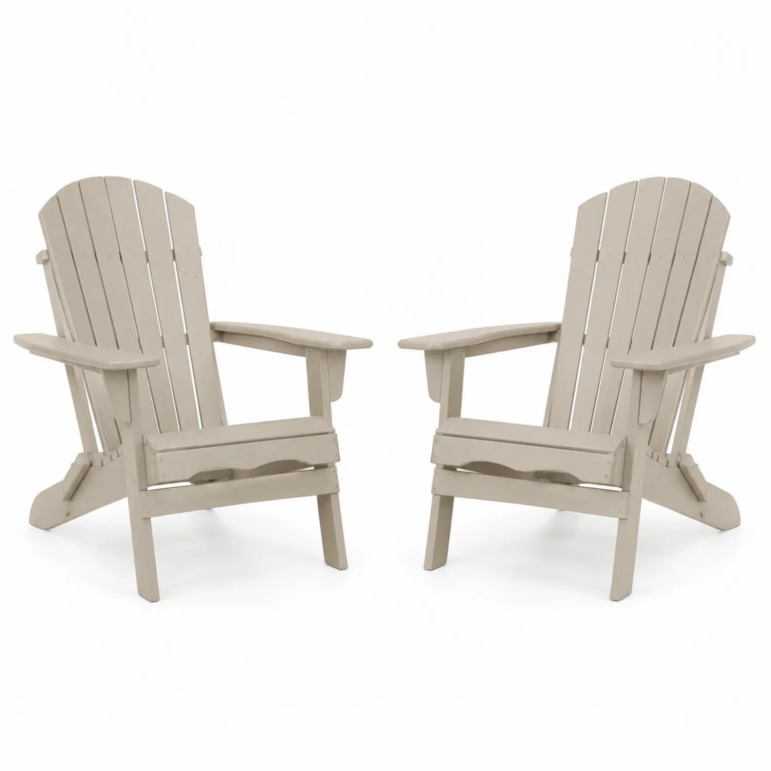 Conjunto de 2 Sillas Adirondack de Madera Beige