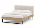 Cama doble de poliéster con superficie de roble y base metálica 200x160 cm