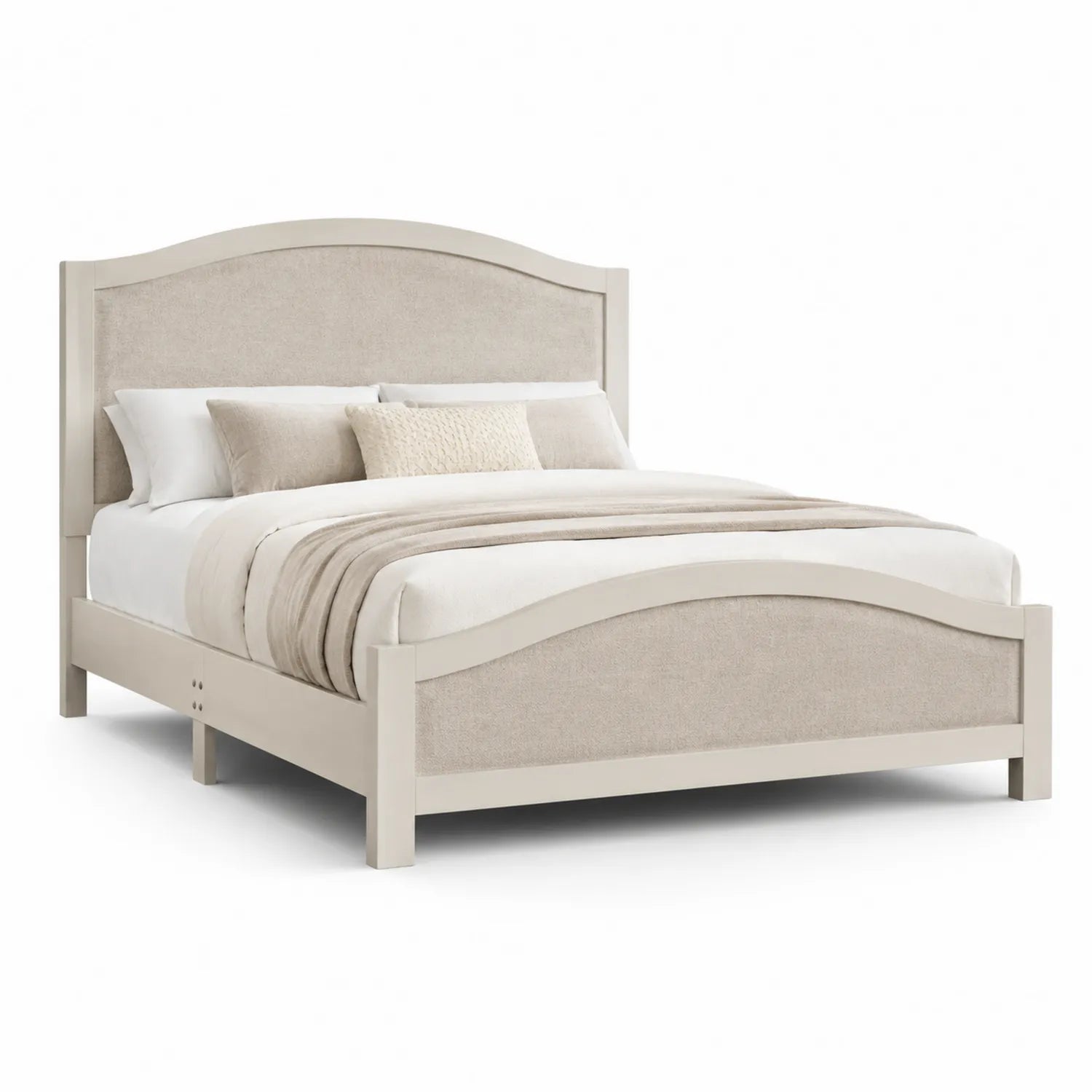 Cama de Madera y Tela Beige 200x150 cm