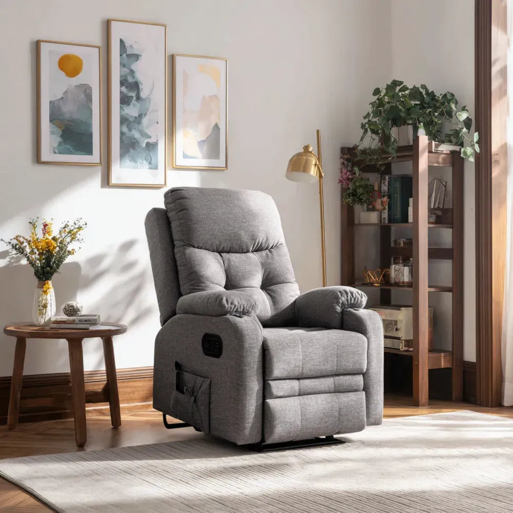 Recliner Sofa Fabric Upholstery 80x90x100 cm - Light Gray - Modern Design