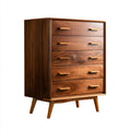 Chest of Drawers 90x45x120 cm Solid Wood - Walnut Finish - Mid-Century Style