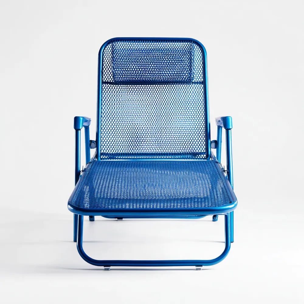 Patio Recliner Mesh Steel 85x75x110 cm - Blue - Contemporary Design