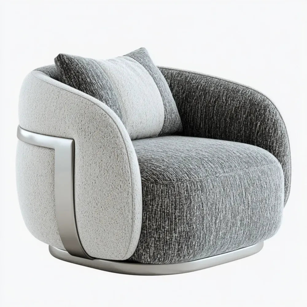 Armchair Fabric Upholstery 85x85x75 cm - Gray/White - Modern Design