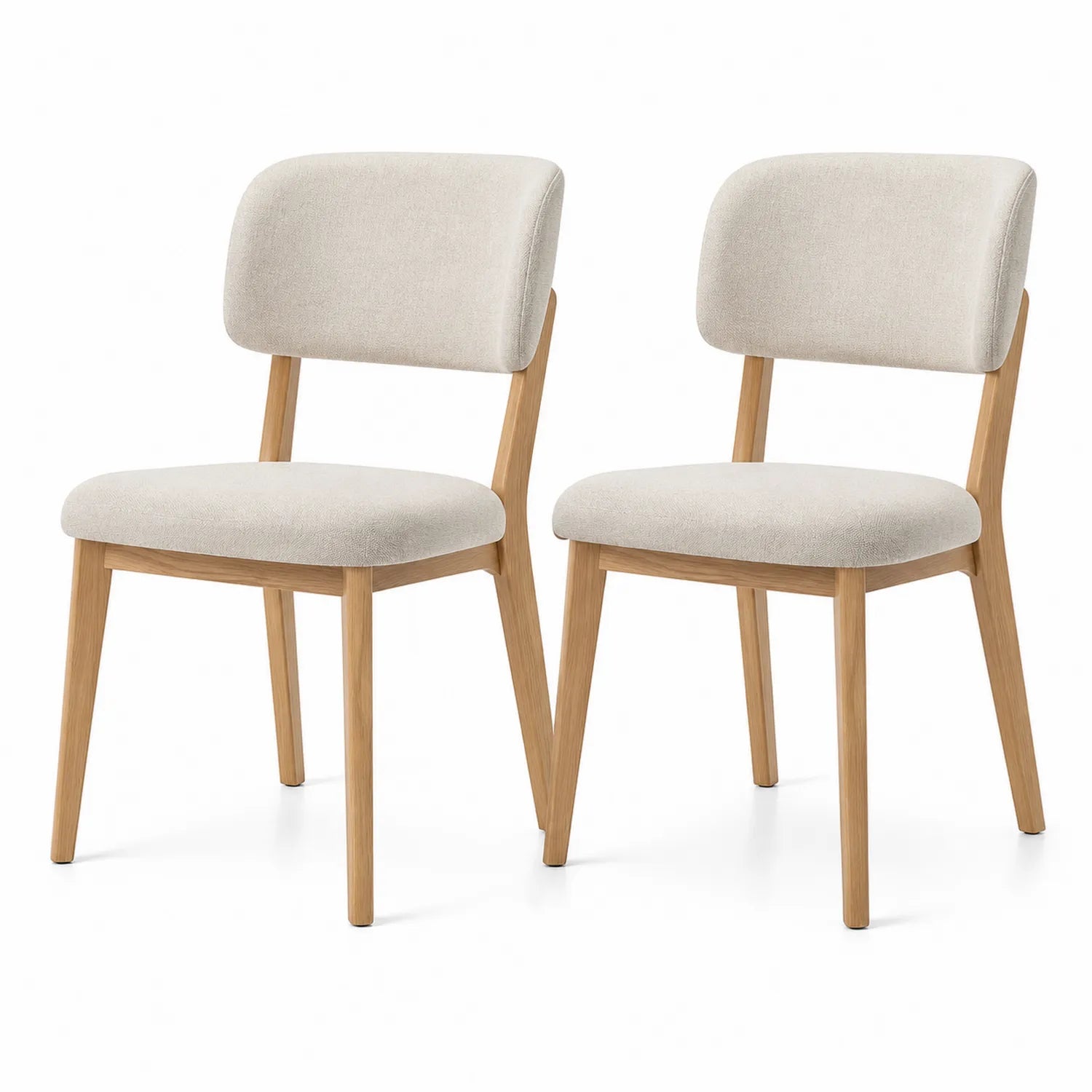 Juego de 2 sillas de comedor de madera y tela beige