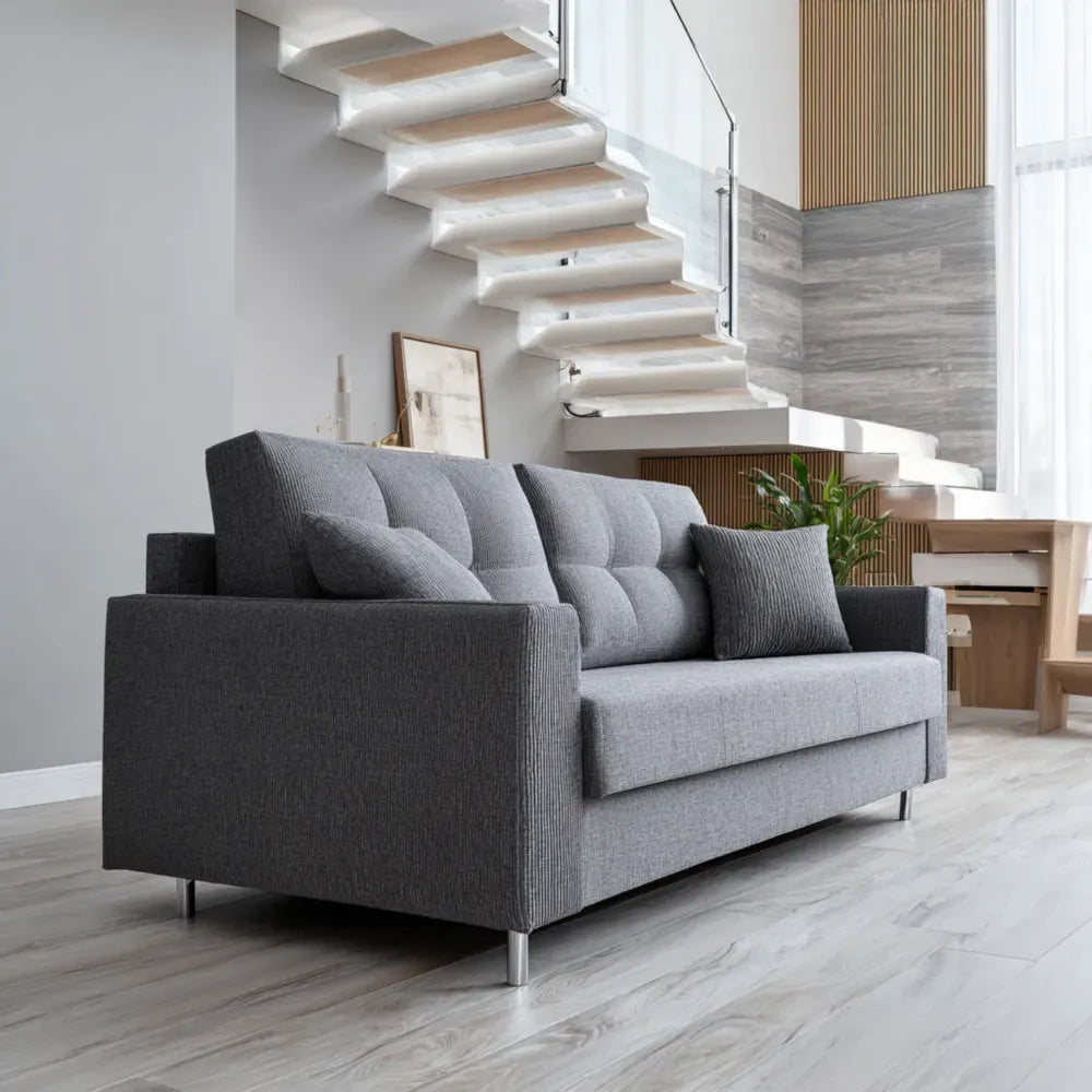 3-Seater Fabric Sofa - 200x90x85 cm - Dark Gray - Modern Design