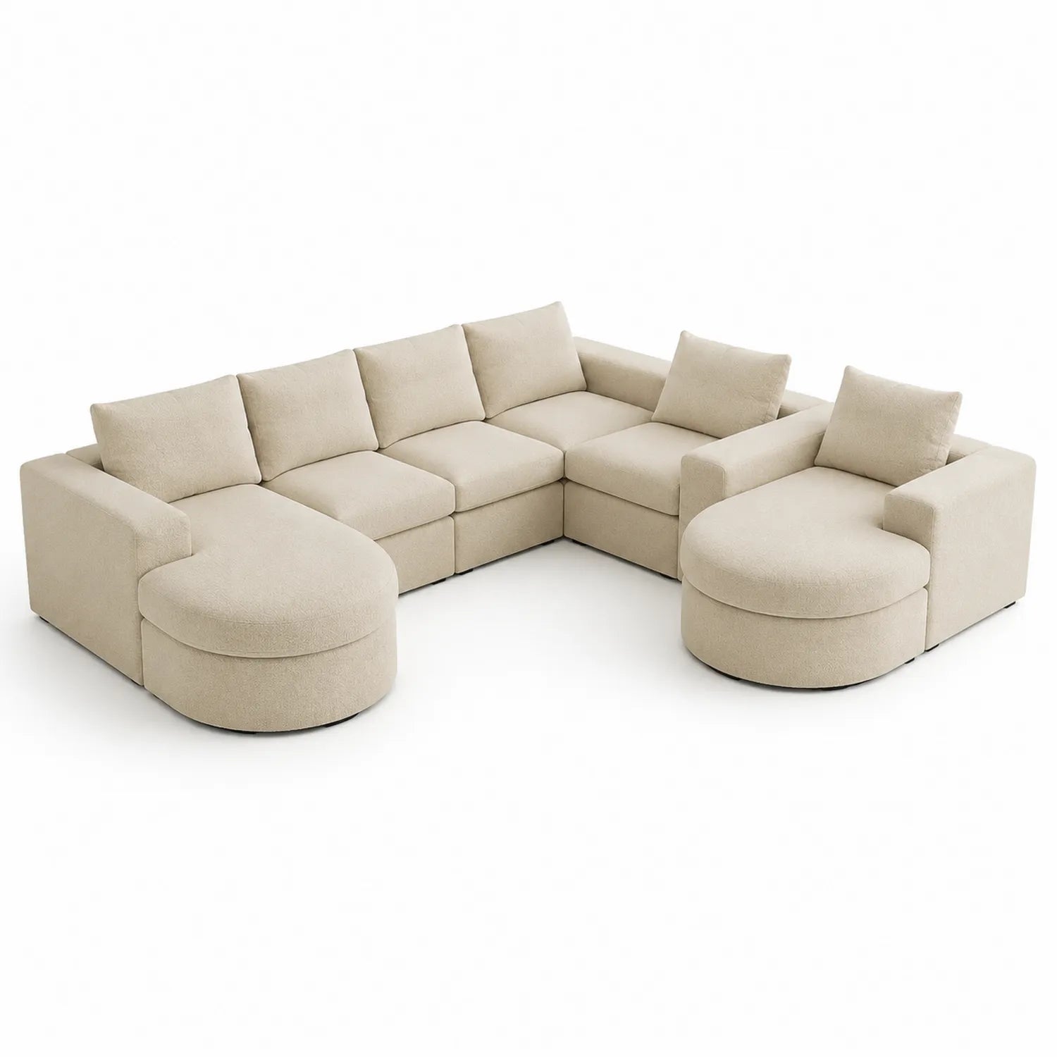 Sofá modular en U con tejido de poliéster y algodón Beige