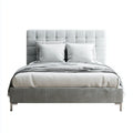 Double Bed Upholstered Fabric 200x160x110 cm - Light Gray - Modern Design