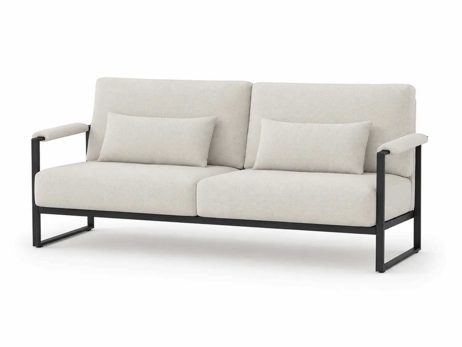 Sofá de 2 plazas de metal con tapizado de poliéster color Beige