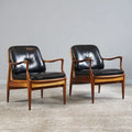 Mid-Century Modern Armchair Set - Leather Upholstered 75x70x85 cm - Black