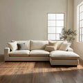 Sectional Sofa Set Fabric Upholstered 280x162x85 cm – Beige – Contemporary Style