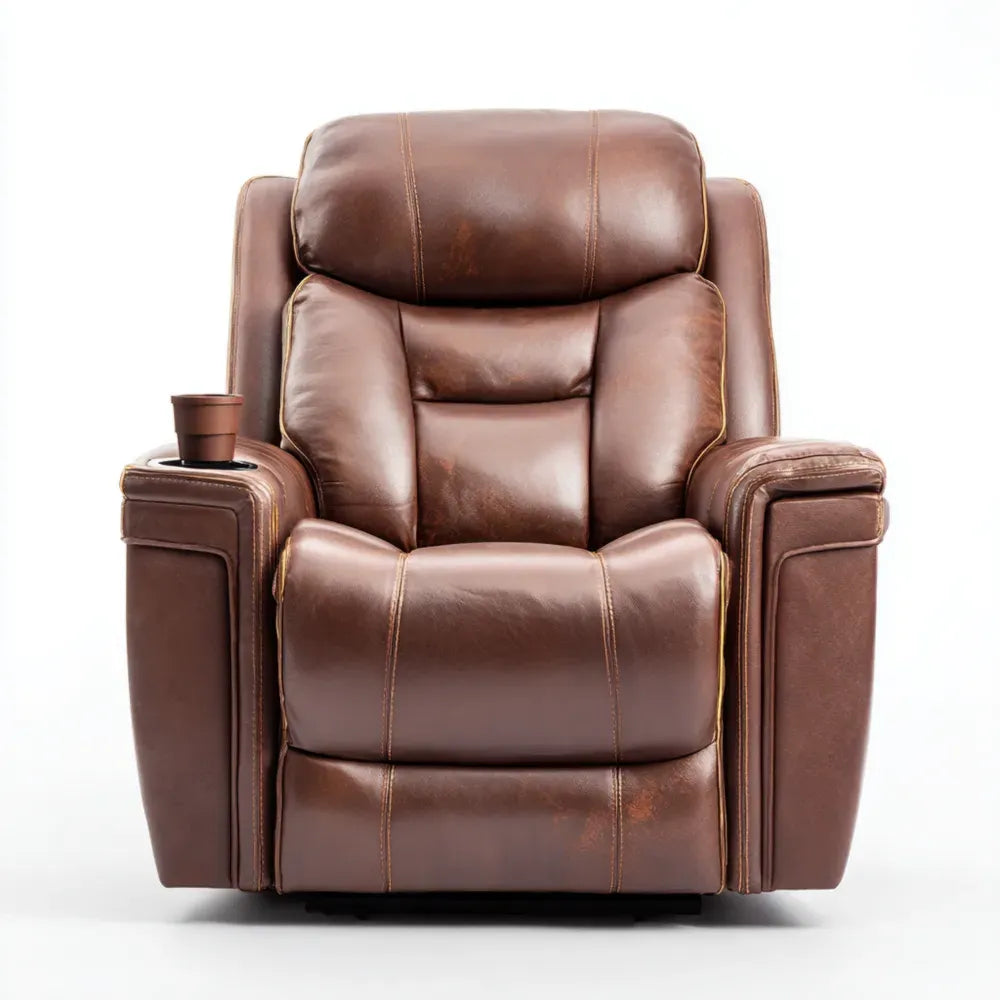 Recliner Chair Leather 102x85x105 cm - Brown - Modern Design