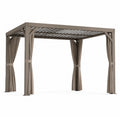 Pérgola de Aluminio 3x4m con Cortinas de Poliéster Beige