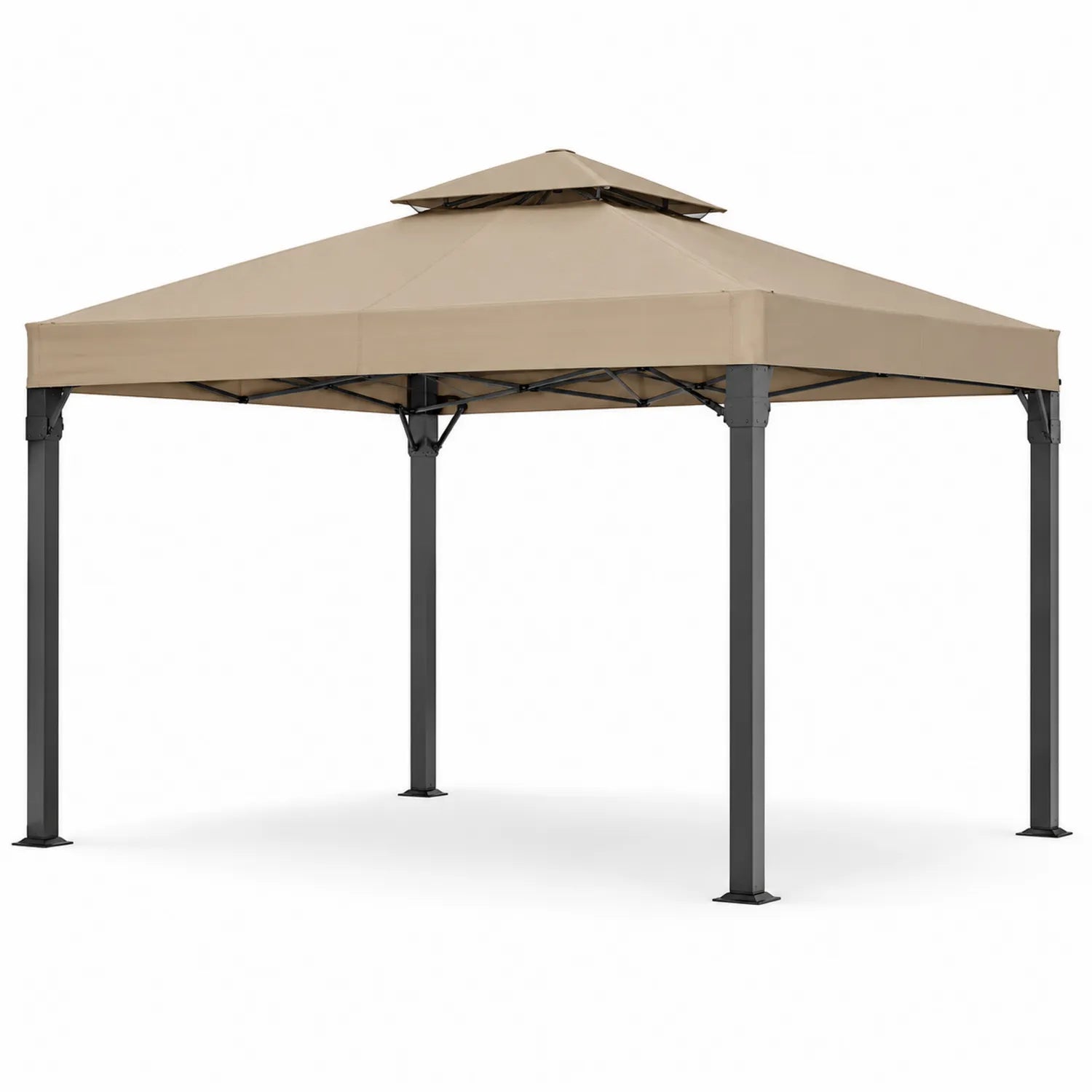 Carpa de jardín 3x3m con estructura de acero y techo de poliéster Beige