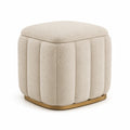 Puf de Tela Sherpa Beige con Base Metálica