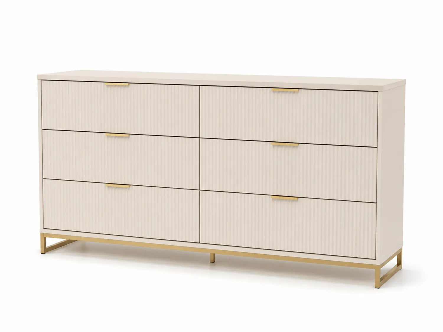 Cómoda de Madera y Metal con 6 Cajones Blanco/Dorado
