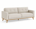 Sofá de tres plazas de madera y tela beige 210x90x85 cm