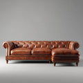 Chesterfield Sofa Set Leather Upholstered 210x85x75 cm - Brown - Classic Design