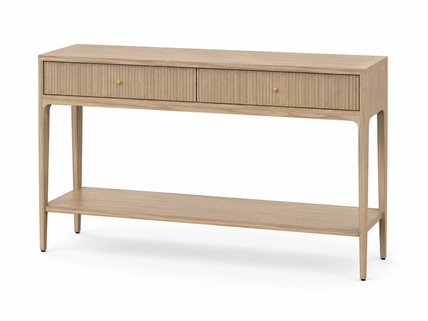 Mesa consola de madera de roble con cajones y estante 120x40x80cm