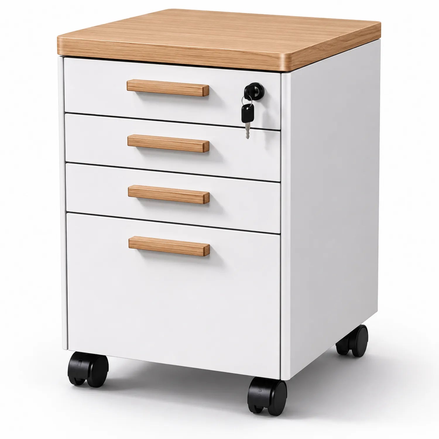 Cajonera de Metal y Madera con Ruedas y Cerradura 60x40x45 cm
