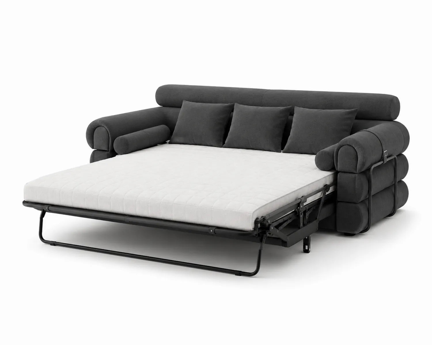 Sofá cama extensible de metal y tela Gris/Crema