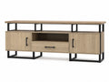 Mueble para TV de MDF y Metal con Dos Puertas y Cajón, 150x40x50 cm, Marrón y Negro