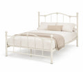 Cama de Metal con Cabecero y Piecero Decorativo Blanco
