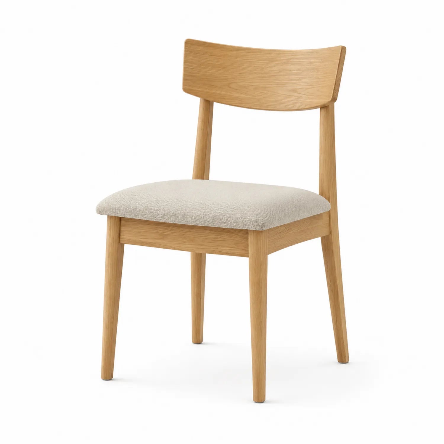 Silla de madera con asiento de lino beige