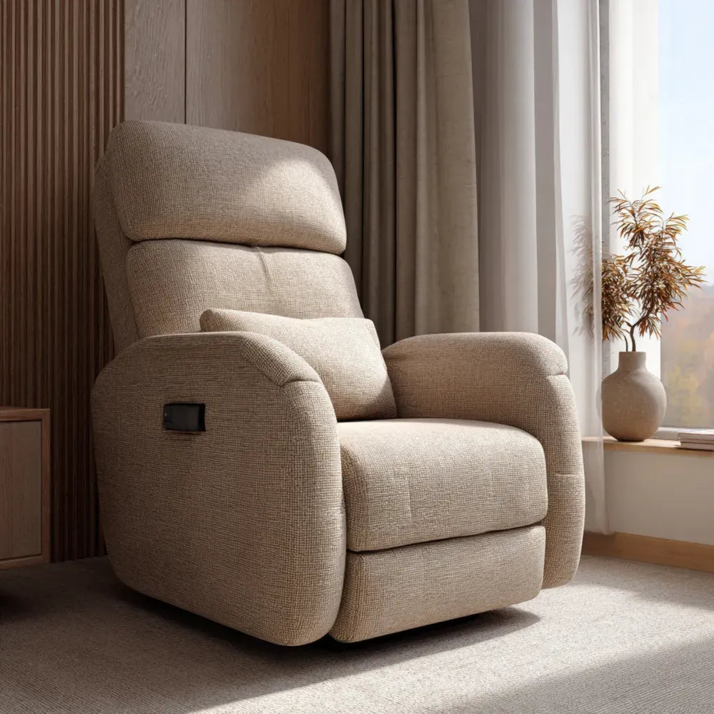 Recliner Chair 85x98x102 cm Fabric Upholstery Beige Modern Design