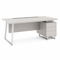 Escritorio de MDF con Metal y Archivador 180x80x75 cm Blanco