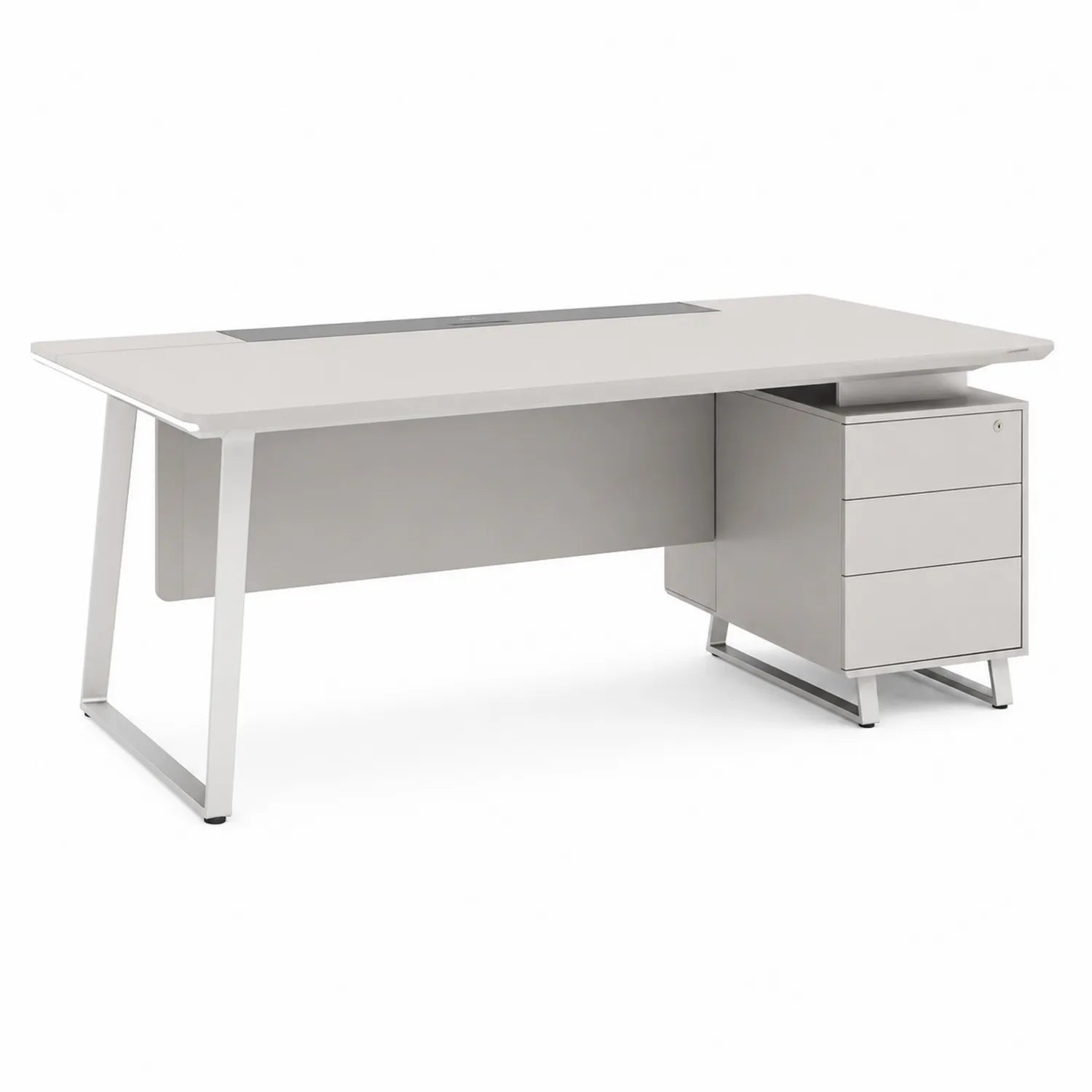 Escritorio de MDF con Metal y Archivador 180x80x75 cm Blanco