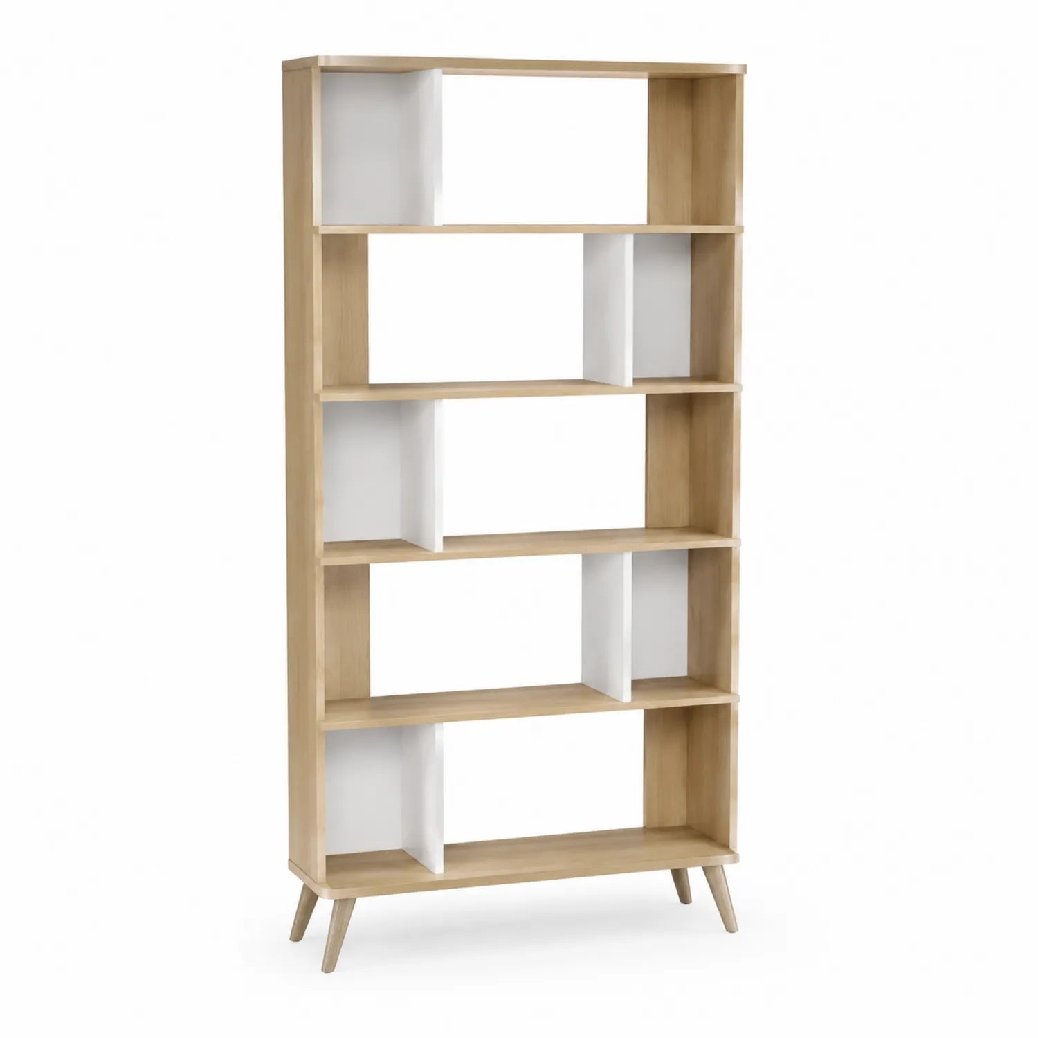 Estantería de Madera y MDF de 5 Niveles con Separadores Blancos