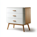 Chest of Drawers 80x40x70 cm - Modern Design in White/Natural Wood Finish