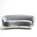 Curved Sofa Velvet Upholstery 210x90x75 cm - Light Grey - Modern Design