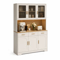 Aparador de Cocina con Puertas de Vidrio Templado MDF Blanco 180x120x40 cm