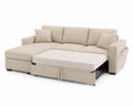 Sofá cama esquinero en L de poliéster beige con chaise longue