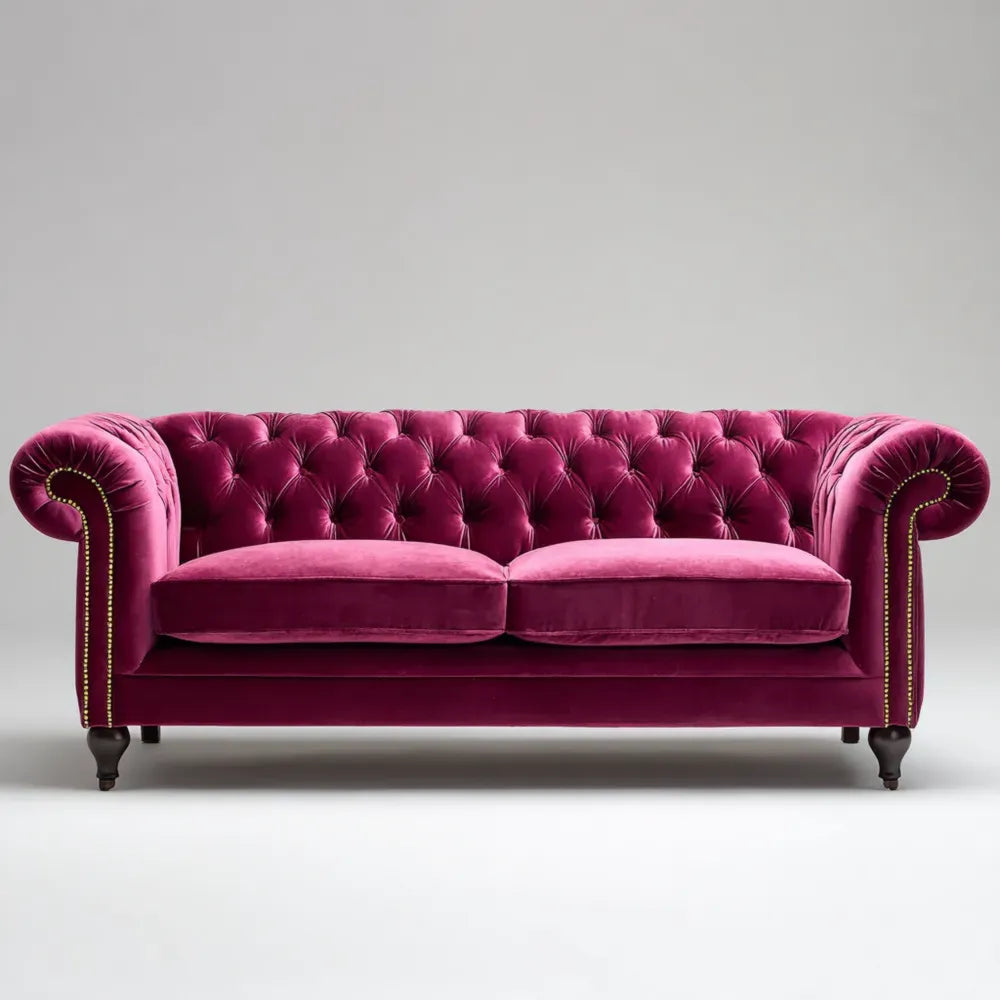 Velvet Upholstery Sofa Set 210x90x75 cm – Pink – Classic Design