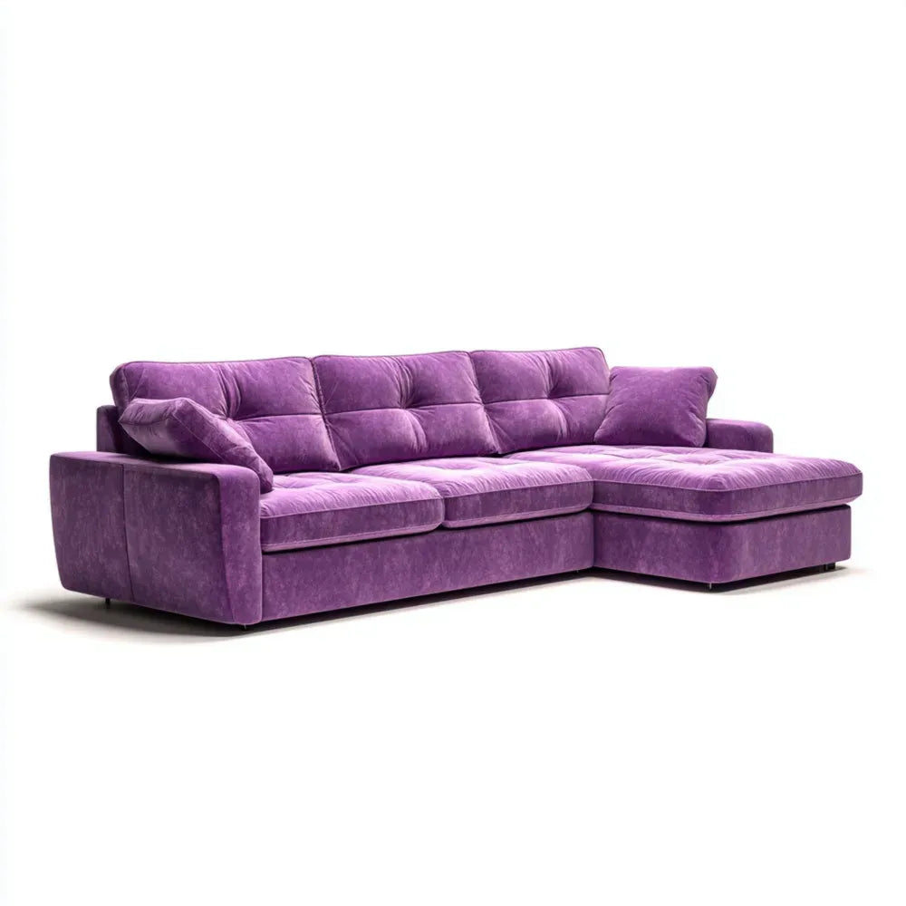 Sectional Sofa 280x170x90 cm Velvet Upholstery – Purple – Modern Design