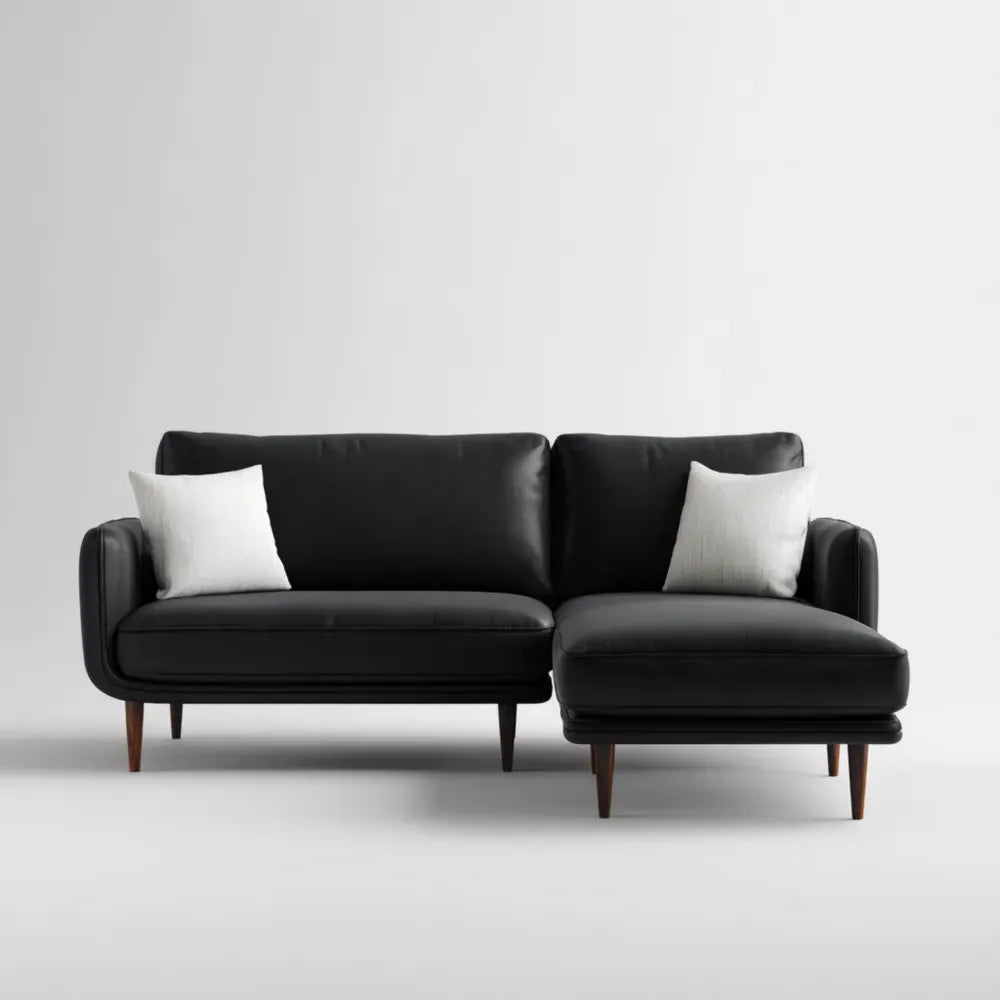 Sectional Sofa Set Leather Upholstered 260x150x85 cm - Black - Contemporary Design