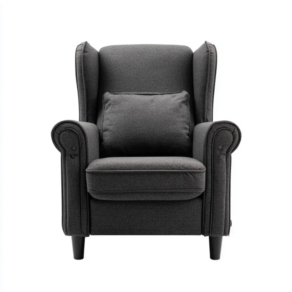 Wingback Armchair Upholstered Fabric 85x90x105 cm - Dark Grey - Classic Design