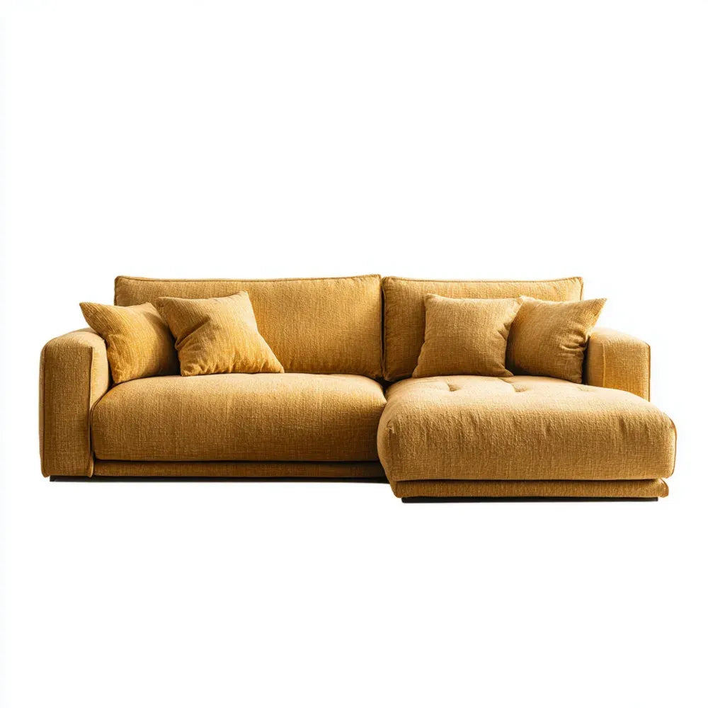 Sectional Sofa Set Fabric Upholstered 280x150x85 cm – Mustard Yellow – Contemporary Design
