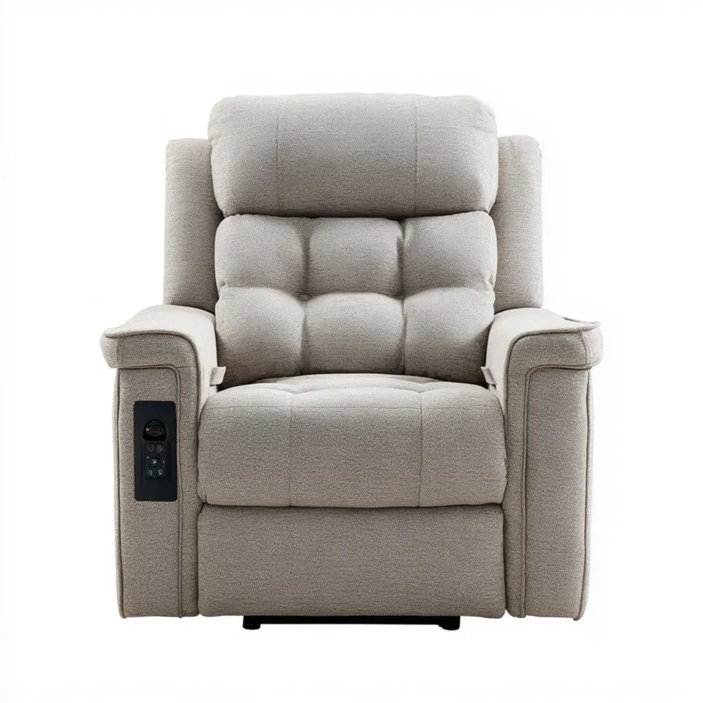 Recliner Sofa Fabric Upholstery 90x95x102 cm - Light Grey - Modern Design with USB Port