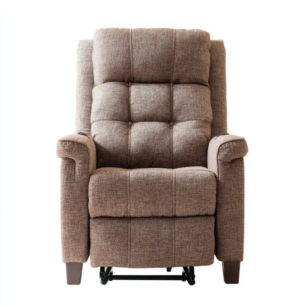 Recliner Chair Fabric Upholstered 85x90x110 cm - Light Brown - Classic Design